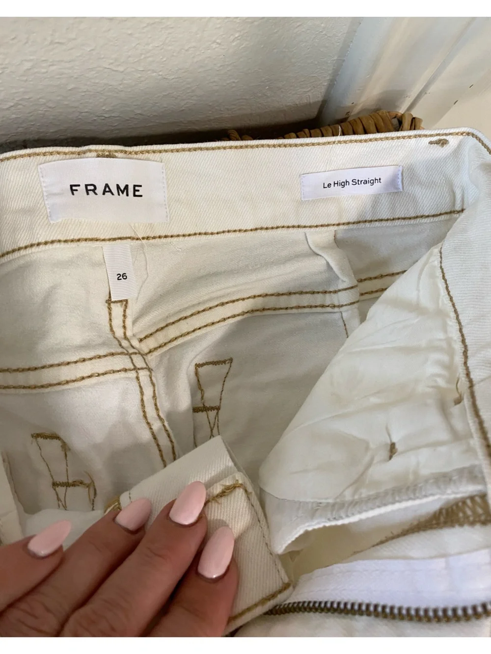 Frame Denim White Straight-Leg Jeans